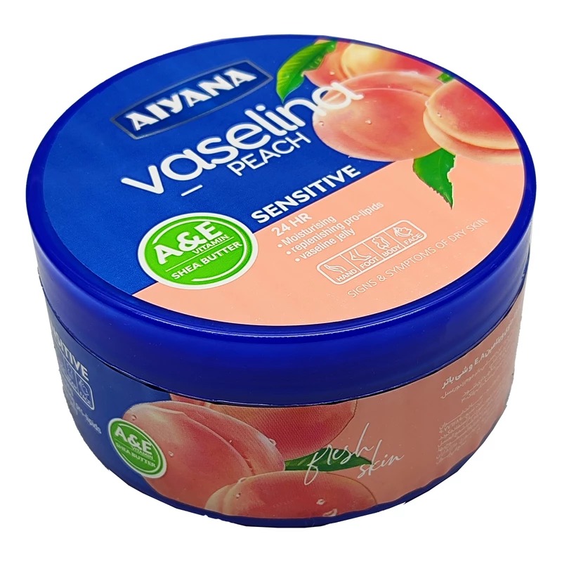 peach-vaselina-1_12_11zon وازلین آیانا رایحه هلو کارتن 24 عددی - Image 1