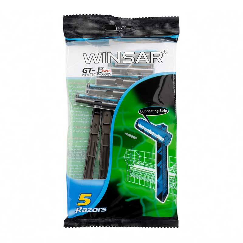 وینسار-تک خودتراش (ژیلت) دو لبه صابون دار وینسار WINSAR (بسته 5 عددی) - تصویر 1